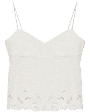 Isabel Marant Romeka Floral-Embroidered Tank Op - White