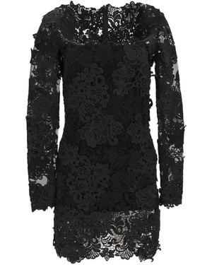 Tom Ford Guipure-Lace Long-Sleeve Mini Dress - Black
