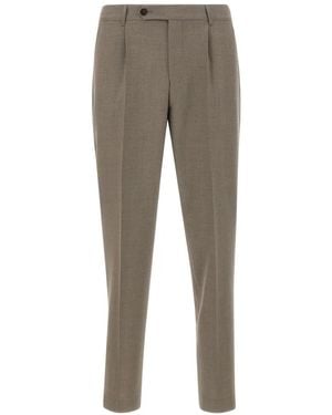 BOSS Pleated Relaxed-Fit Trousers - Grey