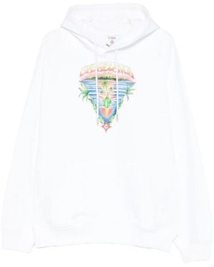 CASABLANCA Graphic-Print Cotton Hoodie - White