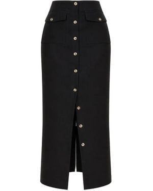 Reformation Falda Midi Con Botones - Negro