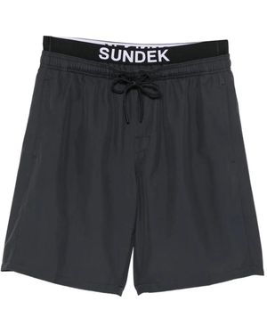 Sundek Short De Bain À Taille Logo - Black