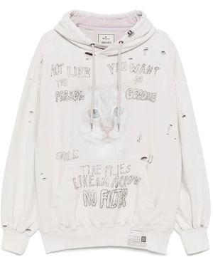 Maison Mihara Yasuhiro Gebleekte Hoodie Met Kattenprint - Wit