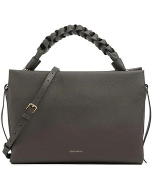 Coccinelle Medium Boheme Braided-Handle Leather Shoulder Bag - Black