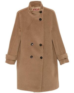Max Mara Double-Breasted Buttoned-Cuff Coat - Natural