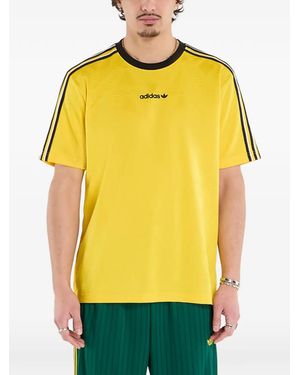 adidas Jacquard Three-Stripe T-Shirt - Yellow