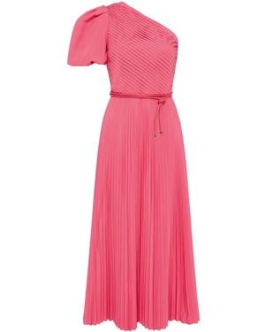 Rebecca Vallance Rosa One-sleeve Pleated Poplin Midi Dress - Pink