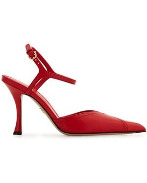 Ferragamo 95Mm Contrasting-Inlays Court Shoes - Red