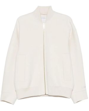 Sportmax Ribbed-Trim Zip-Up Jacket - White