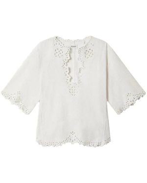 Isabel Marant Shana Broderie-Anglaise Scalloped Blouse - White