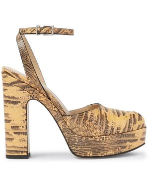 Fendi Snakeskin-Effect Platform Sandals - Metallic