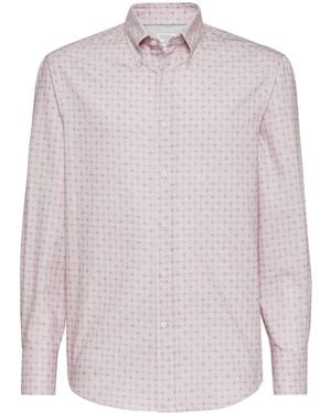 Brunello Cucinelli Long-Sleeve Cotton Shirt - Pink