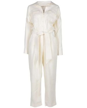 ANDRES OTALORA Belted Button-Up Jumpsuit - White
