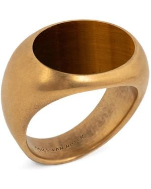 Dries Van Noten Bague Chevalière À Détails Gravés - Marron