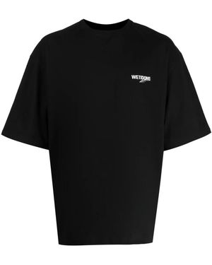 we11done Logo Cotton T-Shirt - Black