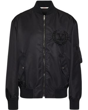 Valentino Garavani Sequin-Embellished Zip-Up Bomber Jacket - Black