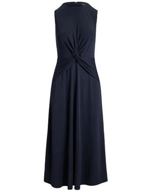 Ralph Lauren Twist-Front Jersey Midi Dress - Blue