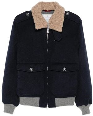 Brunello Cucinelli Shearling-Collar Bomber Jacket - Black