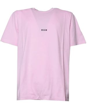 MSGM Logo-Print Crew-Neck T-Shirt - Pink