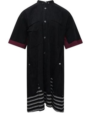 Undercover Striped-Hem Shirt Dress - Black