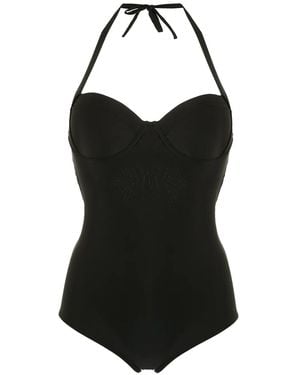 Amir Slama Neck Tie Swimsuit - Black