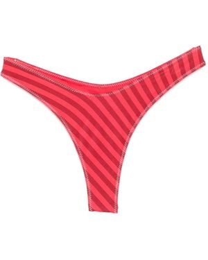 Frankie's Bikinis X Jennie Full Moon Striped Satin Bikini Bottoms - Red