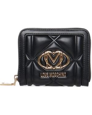 Love Moschino Quilted Logo-Plaque Wallet - Black