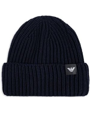 Emporio Armani Logo Wool Beanie - Blue