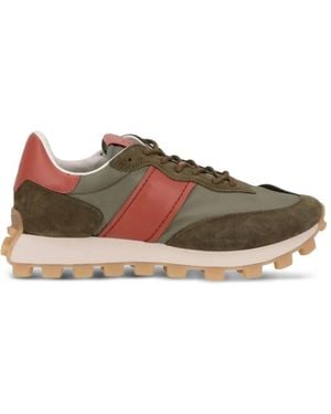 Tod's Lace-Up Suede-Panelled Trainers - Brown