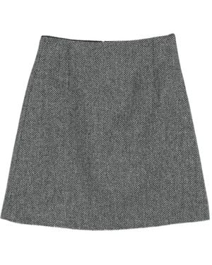 Weekend by Maxmara Herringbone A-Line Skirt - Grey