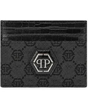 Philipp Plein Denim Cardholder Jacquard Monogram - Black