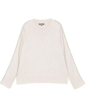 N.Peal Cashmere Pull À Col Rond Et Bord Métallisé - White