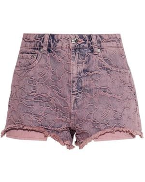 A Bathing Ape Shorts Con Bordado - Morado