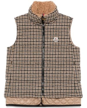 Moncler Touvet Check-Pattern Quilted Gilet - Brown