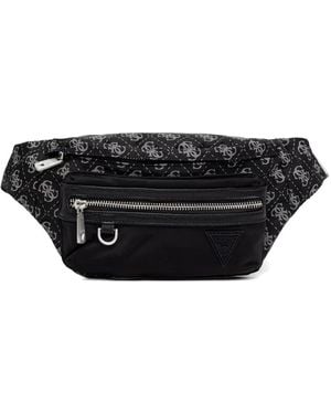 Guess Monogram-Print Logo-Patch Belt Bag - Black