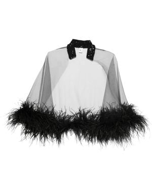 Atu Body Couture Cape Ornée De Plumes À Sequins - Black