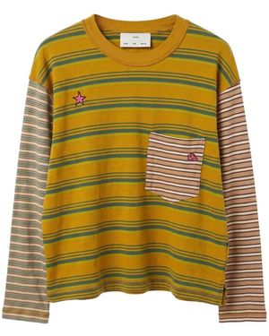 Song For The Mute Striped Star-Patch T-Shirt - Yellow