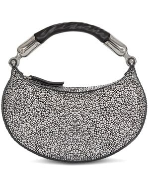 Balmain Mini Ebene Suede Crystal Tote Bag - Metallic