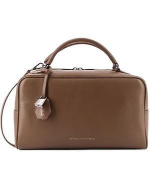 Brunello Cucinelli Boston Explorer Top-Handle Tote Bag - Brown