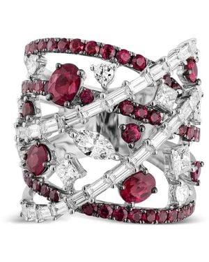 Jewels Aficionado 18Kt Weißgoldring Mit Diamant Und Rubin