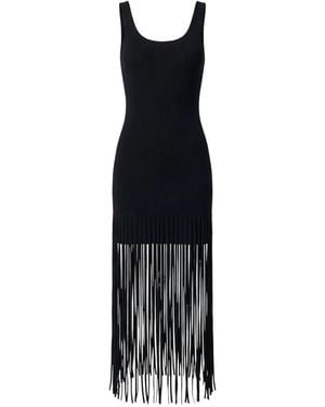 Toccin Roxanne Scoop-Neck Fringe-Detail Mini Dress - Black