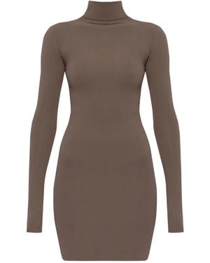 Entire studios Long-Sleeve Roll-Neck Mini Dress - Brown