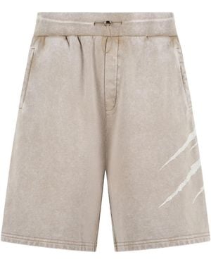 Philipp Plein Washed Crackle-Scratch Shorts - Grey