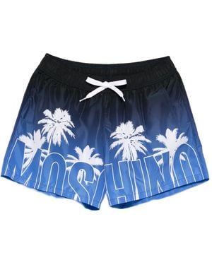 Moschino Palm-Tree Print Swim Short - Blue