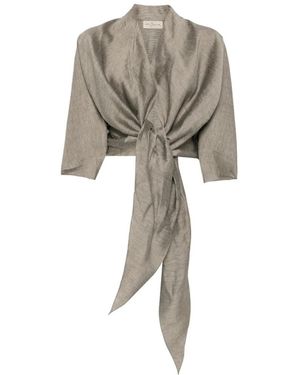 Cortana Aria Striped Tie-Fastening Jacket - Natural
