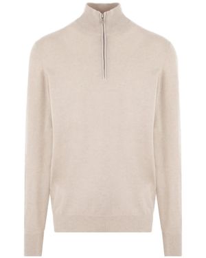 Brunello Cucinelli Pull À Col Montant Zippé - Blanc