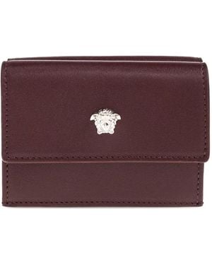 Versace Medusa-Head Leather Wallet - Purple