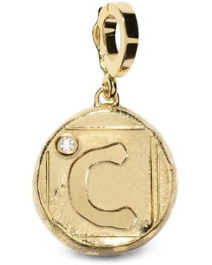 Azlee Diamond Initial Coin Pendant - Metallic