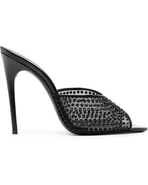 Saint Laurent Crystal-Embellished 120Mm Leather Mules - Black