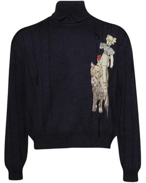 Enfants Riches Deprimes Broken Rope Turtleneck Jumper - Blue